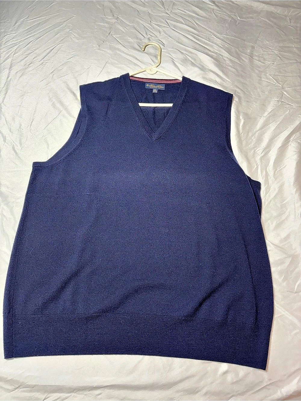 Brooks Brothers 1818 V-Neck Sweater Vest 2XL Navy Blue 100% Merino Wool 23x30